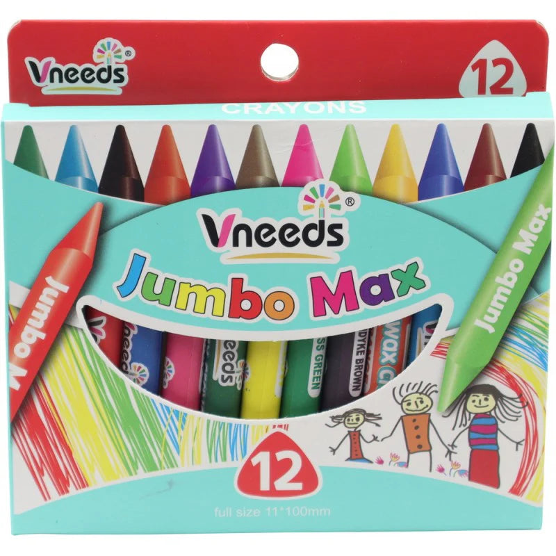 Vneeds Jumbo Max Crayons (12 Pcs)