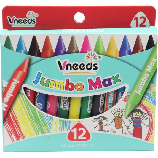 Vneeds Jumbo Max Crayons (12 Pcs)