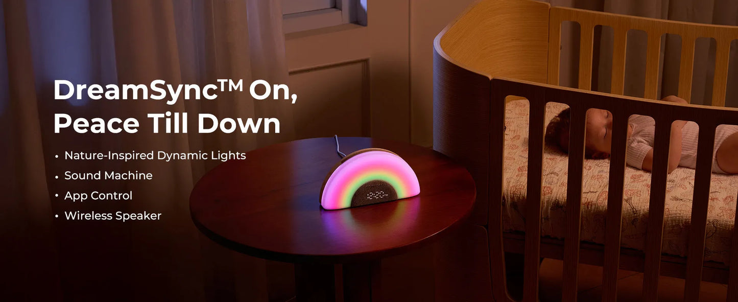 Momcozy DreamSync Tech  Smart Baby Sound Machine Rainbow Light & App Control