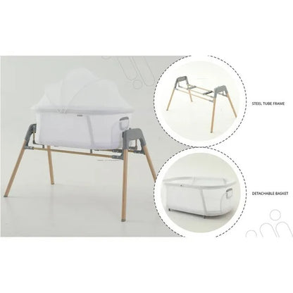 Teknum 3-in-1 Baby Cradle Bassinet With Mosquito Net – White.