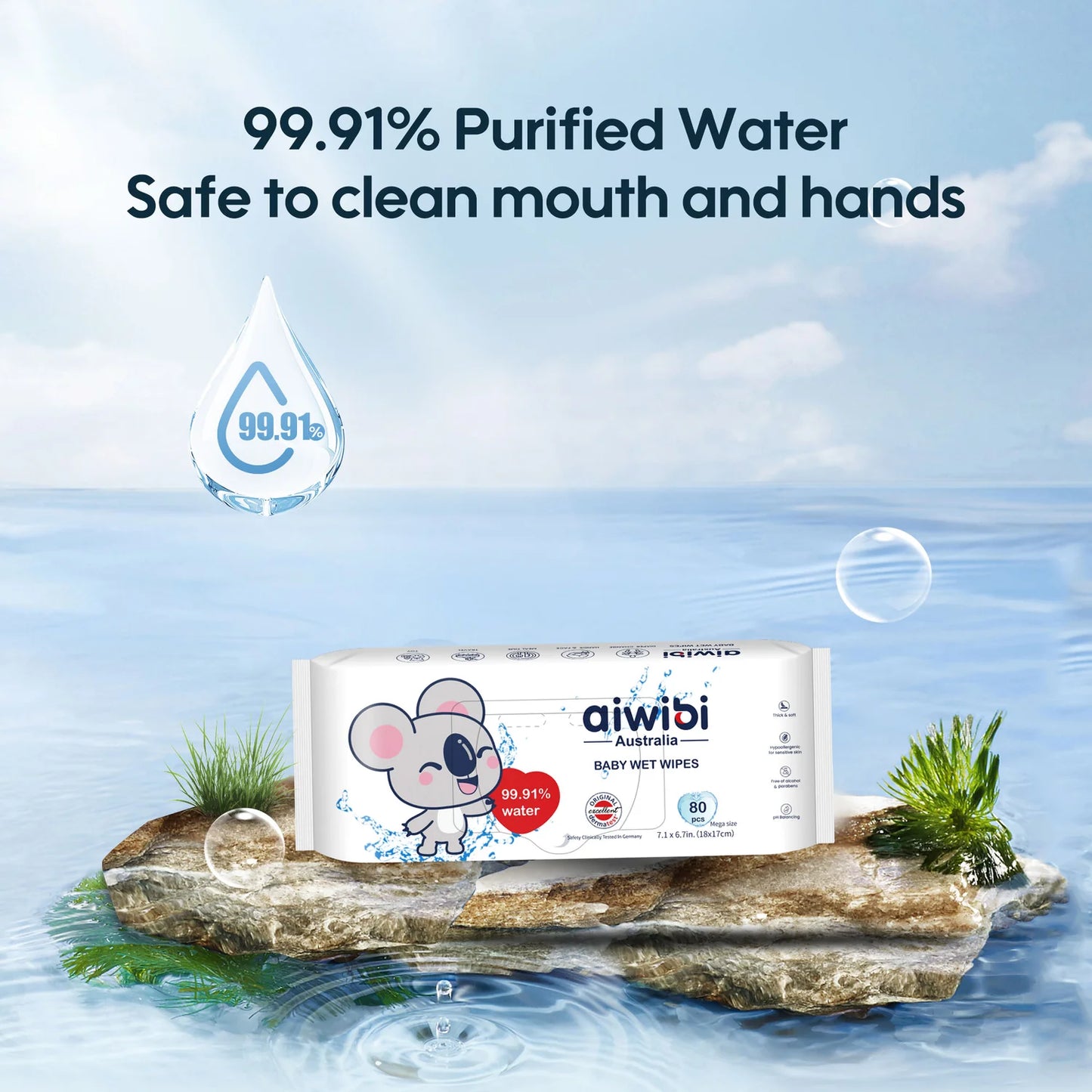 Aiwibi Baby Water Wipes D-Penthanol (80 Pcs)