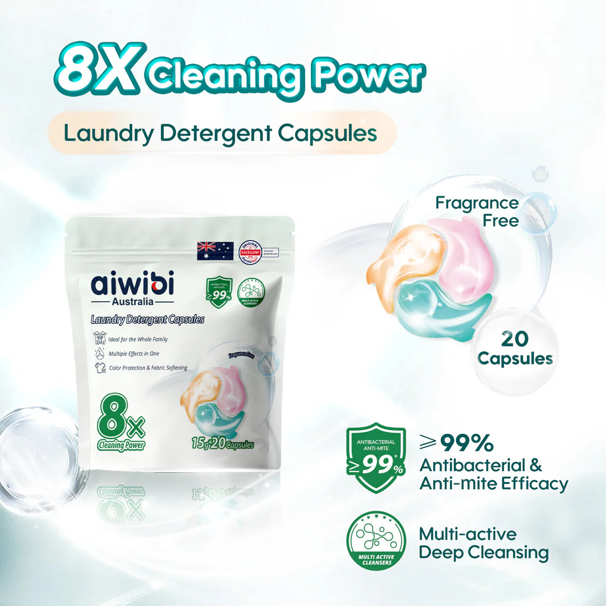 Aiwibi 3-Chamber Laundry Detergent Capsules.