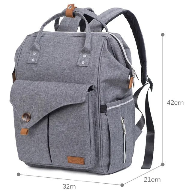 Teknum Double Stroller Combo with Diaper Backpack – Dark Grey