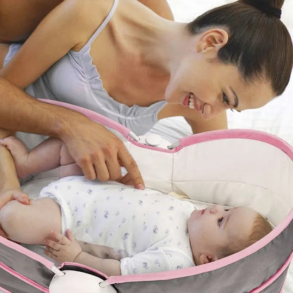 Teknum 5-in-1 Cozy Rocker Bassinet With Awning & Mosquito Net – Pink