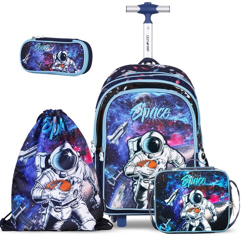 Eazy Kids Set of 4 School Bag & Pencil Case (Astronaut Blue)