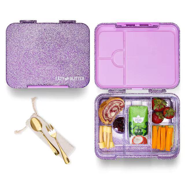 Easy Kids Convertible Bento Lunch Box 6 & 4 Glitter