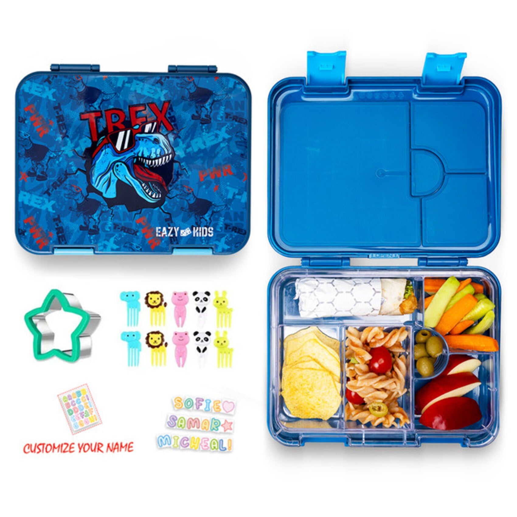 Eazy Kids 6 & 4 Convertible Bento Lunch Box With Sandwich Cutter Set