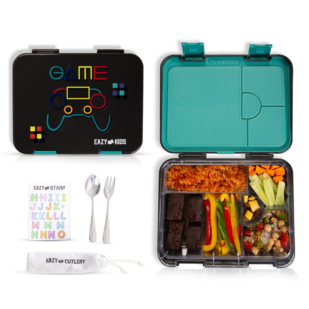 Eazy Kids 6 & 4 Convertible Bento Lunch Box With Sandwich Cutter Set