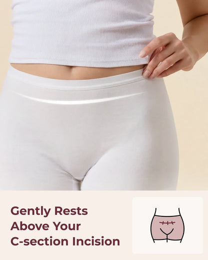 Momcozy 100% Cotton Disposable Postpartum Boy Shorts (White, Medium) - Pack of 7