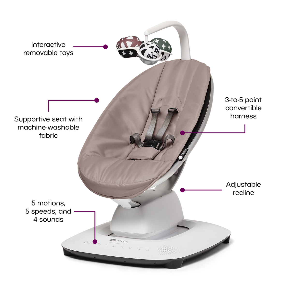 4moms MamaRoo Infant Swing – Smart Comfort Natural Motion