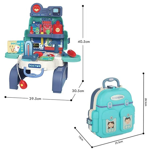 Little Story Role Play Pet House Toy Set School Bag – 26pcs, Blue
