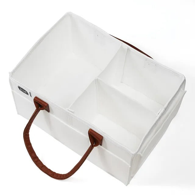 Little Story Diaper Caddy And Travel Pouch Medium – White