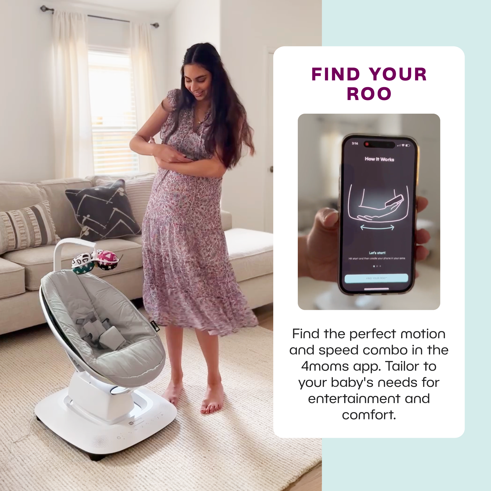 4moms MamaRoo Multi-Motion Baby Swing, Bluetooth Enabled with 5 Unique Motions