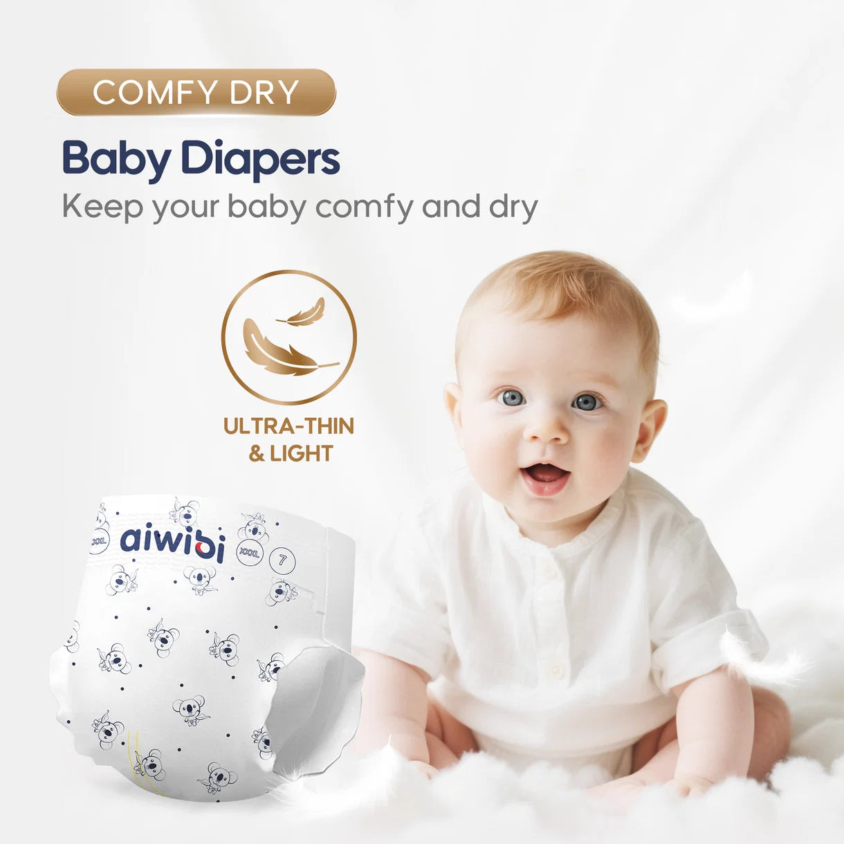 Aiwibi Comfy Dry Ultra Thin Disposable Baby Diaper