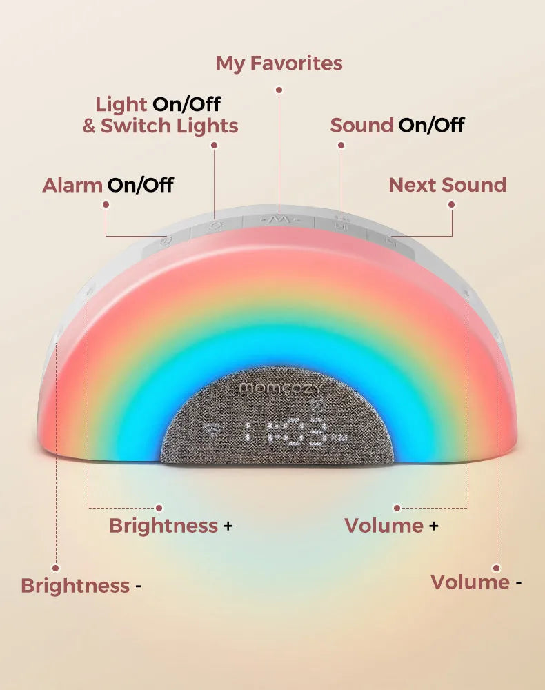 Momcozy DreamSync Tech  Smart Baby Sound Machine Rainbow Light & App Control