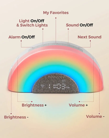 Momcozy DreamSync Tech  Smart Baby Sound Machine Rainbow Light & App Control