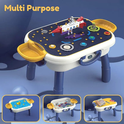 Little Story 4-in-1 Block Activity Table With Blocks – Blue