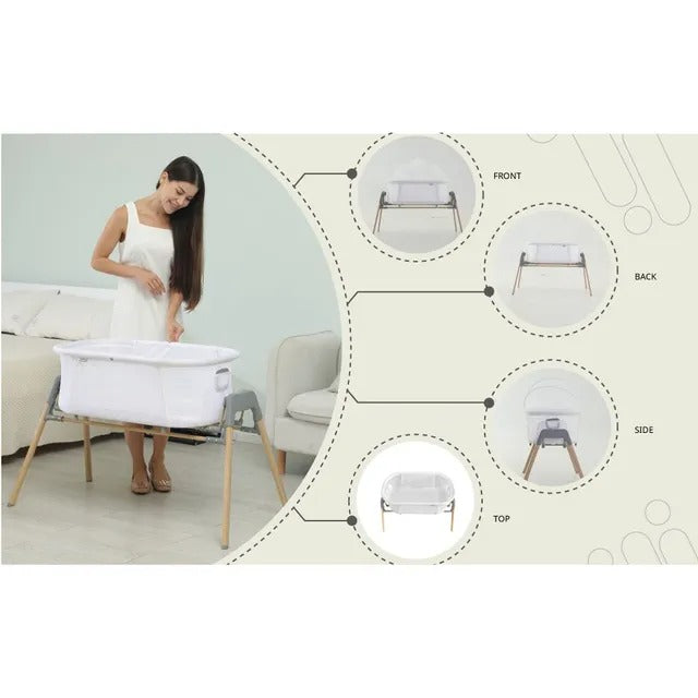 Teknum 3-in-1 Baby Cradle Bassinet With Mosquito Net – White.