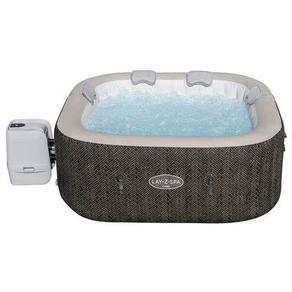 Bestway Lay-Z Spa Cabo MaxHold EnergySense Smart Hydro Jet 6 Brown Rattan Square (71" x 71" x 28"/1.80mx1.80mx 1 Cm)