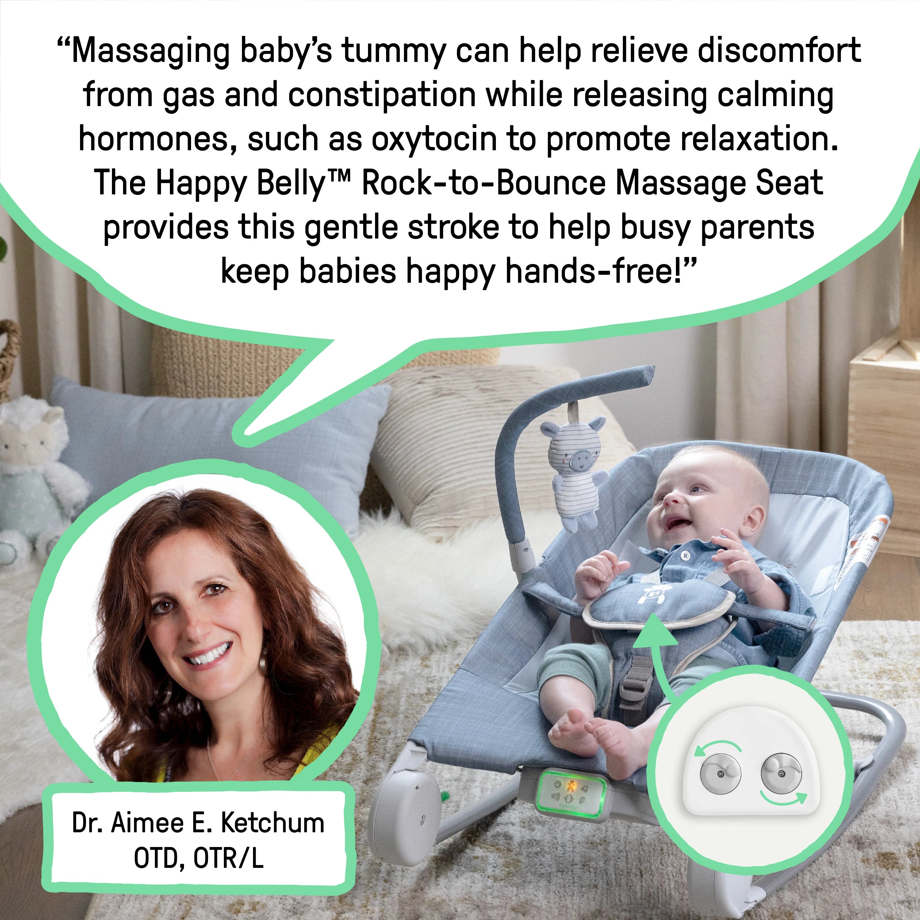 Ingenuity Happy Belly Rock To Bounce Massage Seat