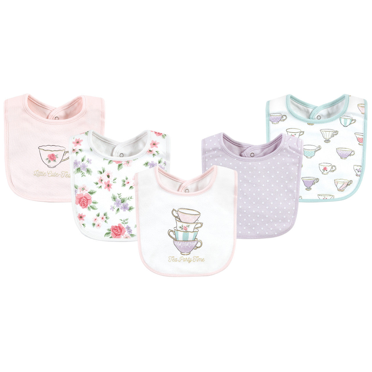 Hudson Baby Infant Girl Cotton Bibs, Tea Party, One Size