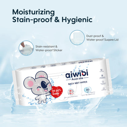 Aiwibi Baby Water Wipes D-Penthanol (80 Pcs)