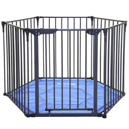 Baby Safe Convertible Playpen With Mat – Grey