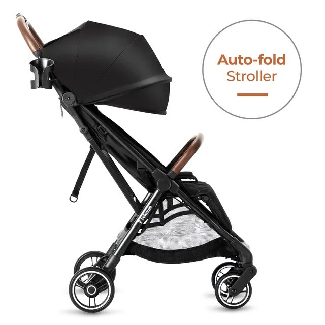 Teknum Travel Explorer 2 Auto-Fold Stroller & Men's Diaper Handbag Set – Black