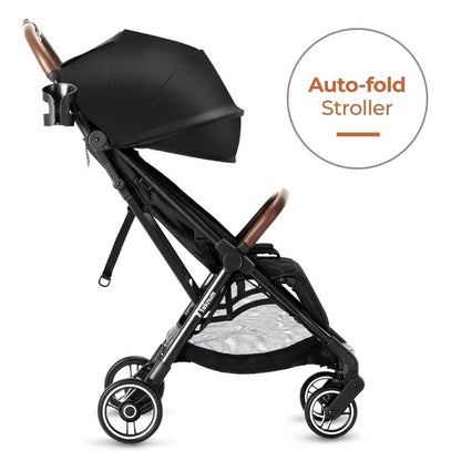 Teknum Travel Explorer 2 Auto-Fold Stroller & Men's Diaper Handbag Set – Black