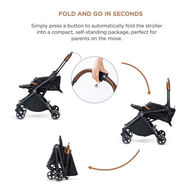 Teknum Black Compacto Auto-Fold 360° Reversible Stroller