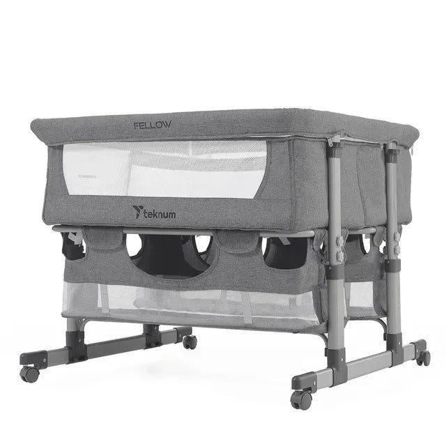 Teknum Twin Bedside Fellow Crib – Grey
