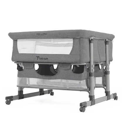 Teknum Twin Bedside Fellow Crib – Grey