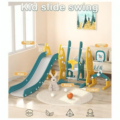 Little Angel Kids Slide & Swing 3 In 1 Activity Playset (104 x 55 x 32 cm, Yellow).