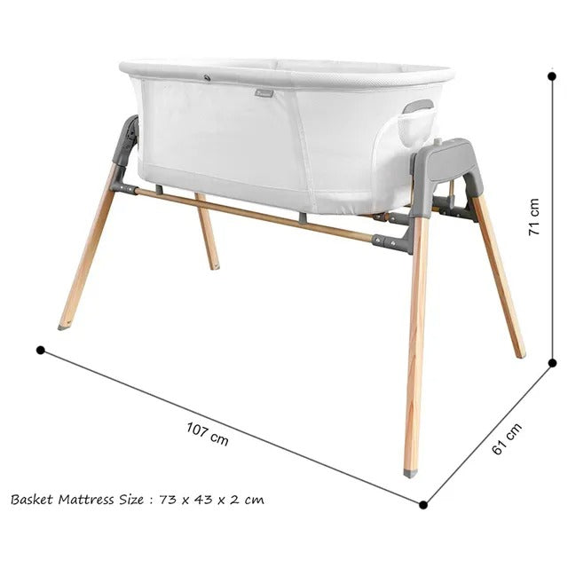 Teknum 3-in-1 Baby Cradle Bassinet With Mosquito Net – White.