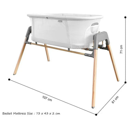 Teknum 3-in-1 Baby Cradle Bassinet With Mosquito Net – White.