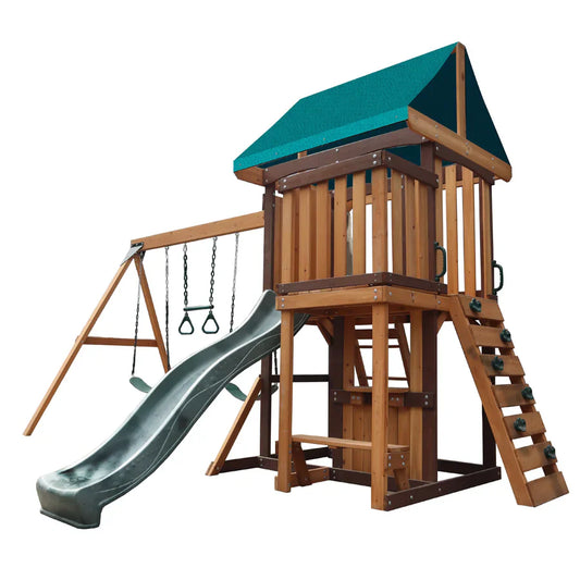 Mountpeak Logan Swing Set & Playhouse With Balcony