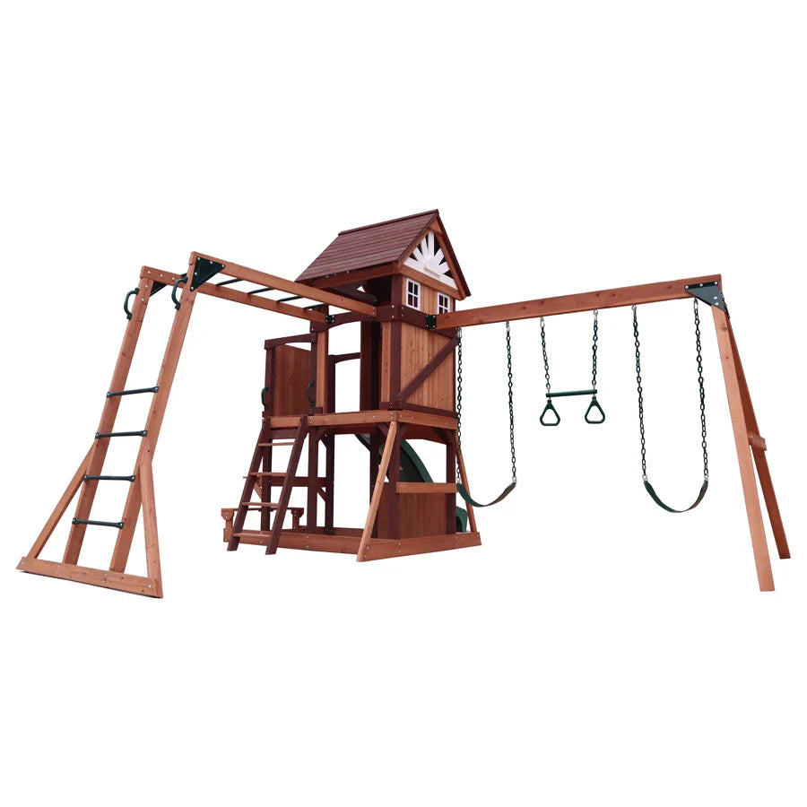 Mountpeak Vinson Massif Swing Set & Playhouse With Wooden Roof