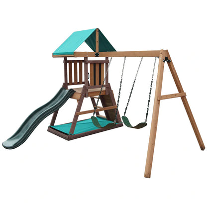 Mountpeak Matterhorn Swing Set & Playhouse (2.85m (length) x 2.63m (width) x 2.20m (depth))
