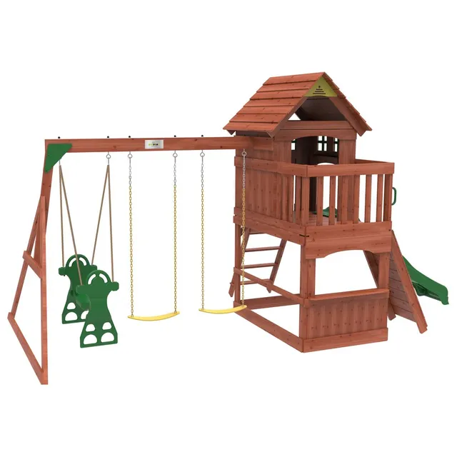 Kiddoro Playful Peaks Swing Set (548.64 cm x 236.22 cm x 304.8 cm)
