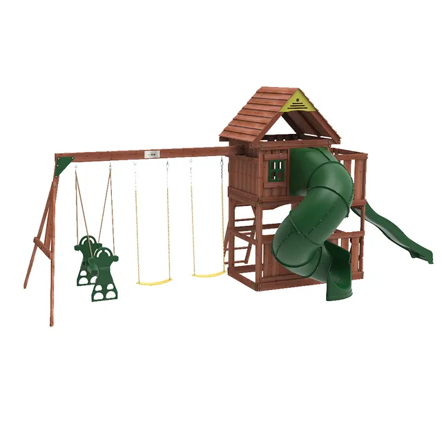 Kiddoro LIttle Heroes HQ Swing Set (670.56 cm x 274.3 cm x 407.12 cm)