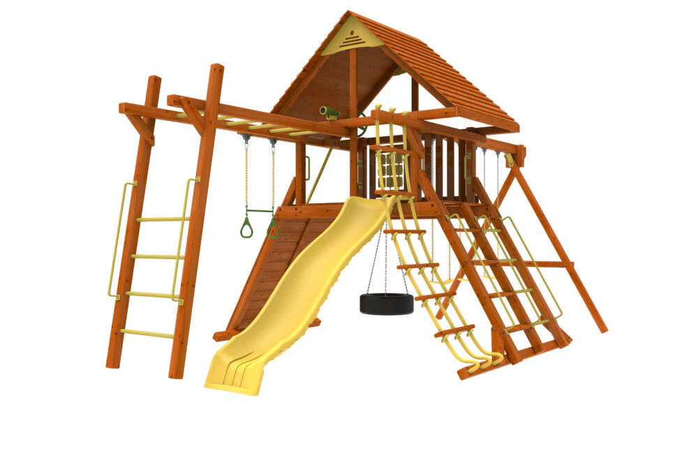 Kiddoro Discovery Den with Monkey Bar Swing Set (652.7 cm x 322.5 cm x 243.8 cm)