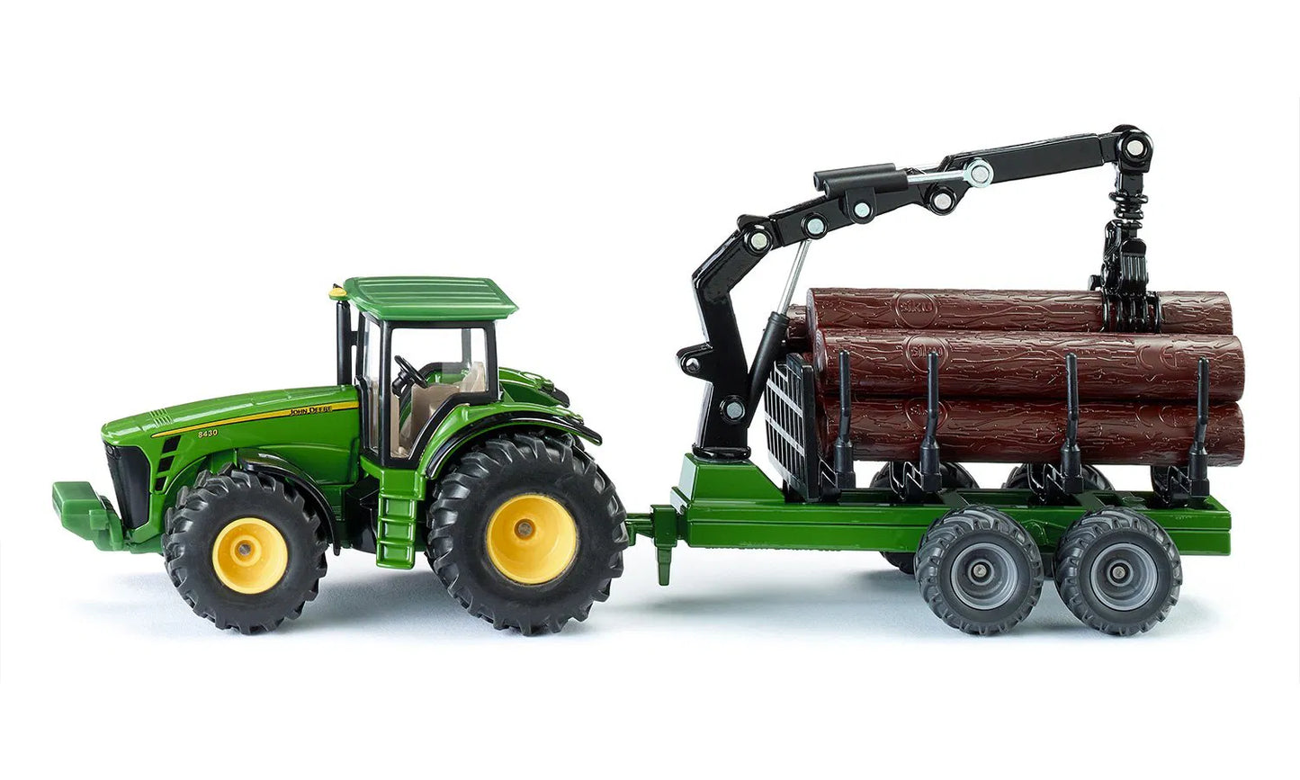 Siku Die Cast Tractor With Forestry Trailer