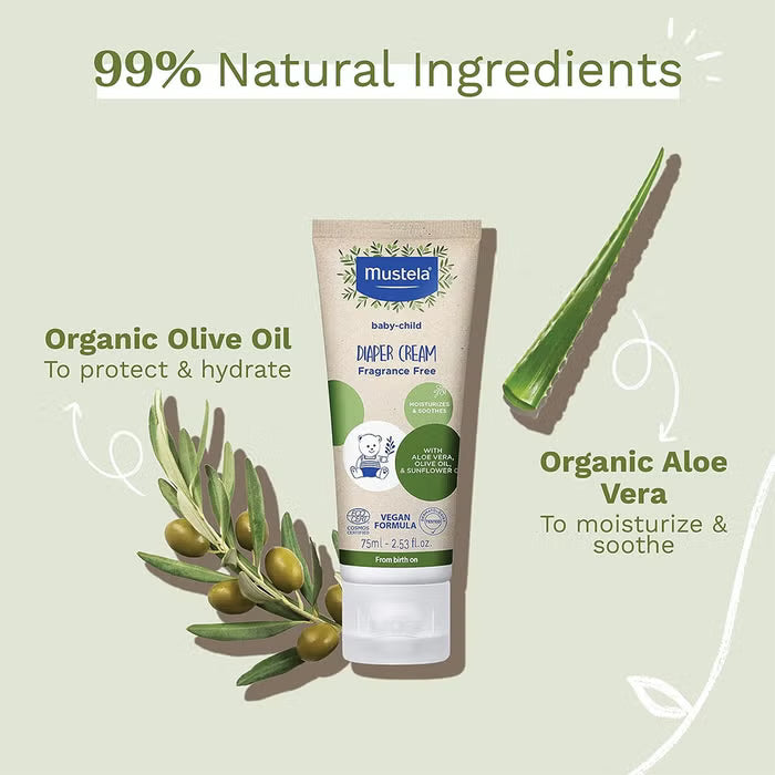Mustela Certified Organic Diaper Cream (75 ml), Buy 2 get 1 FOR FREE