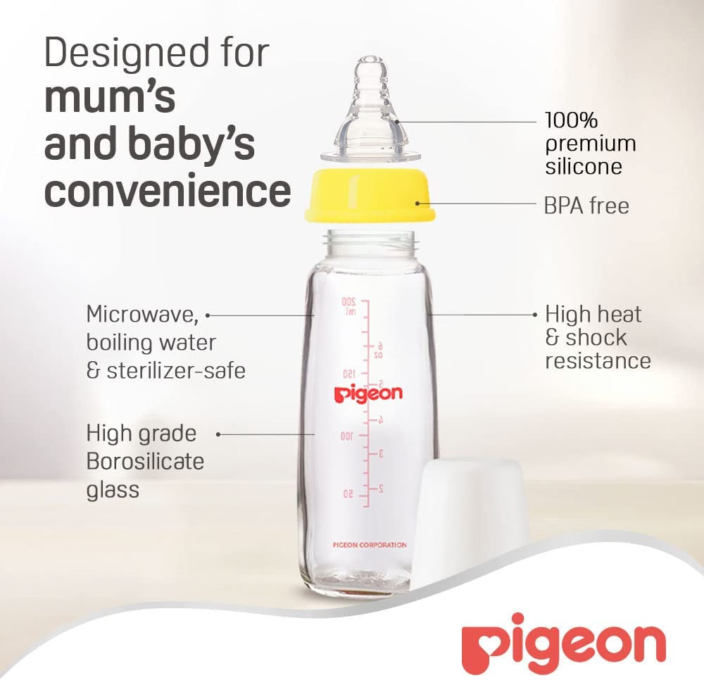 Pigeon Glass Slim Neck Bottle (White, 200ml)