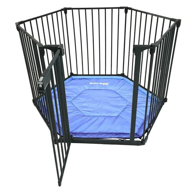 Baby Safe Convertible Playpen With Mat – Grey
