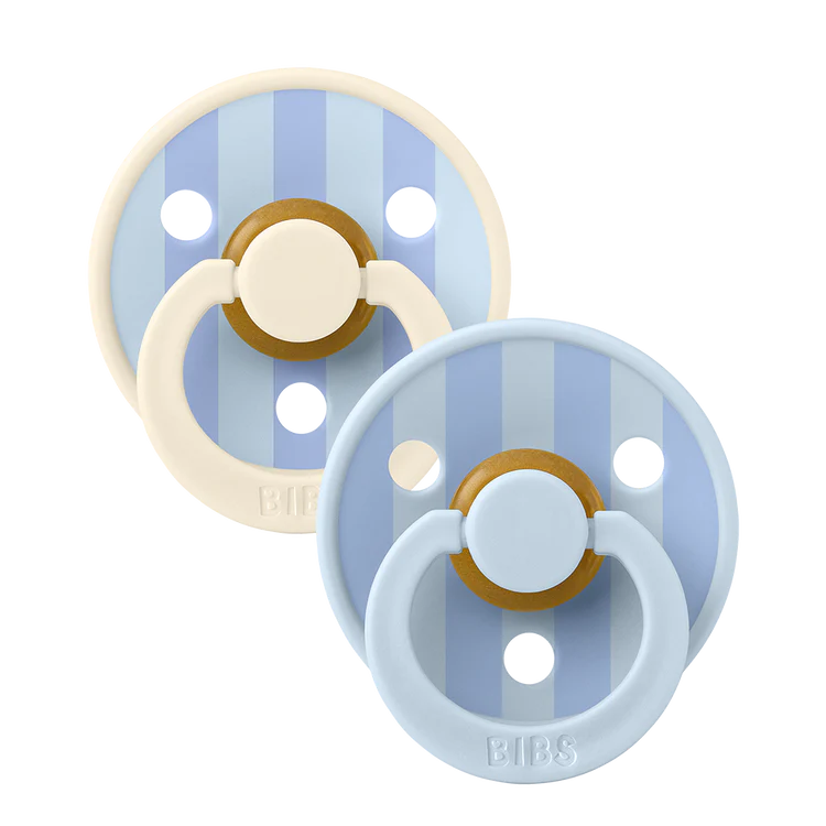 BIBS Round Pacifier Studio Colour Block Latex - Size 1 (2 Pack)