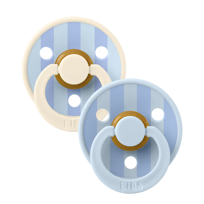 BIBS Round Pacifier Studio Colour Block Latex - Size 1 (2 Pack)