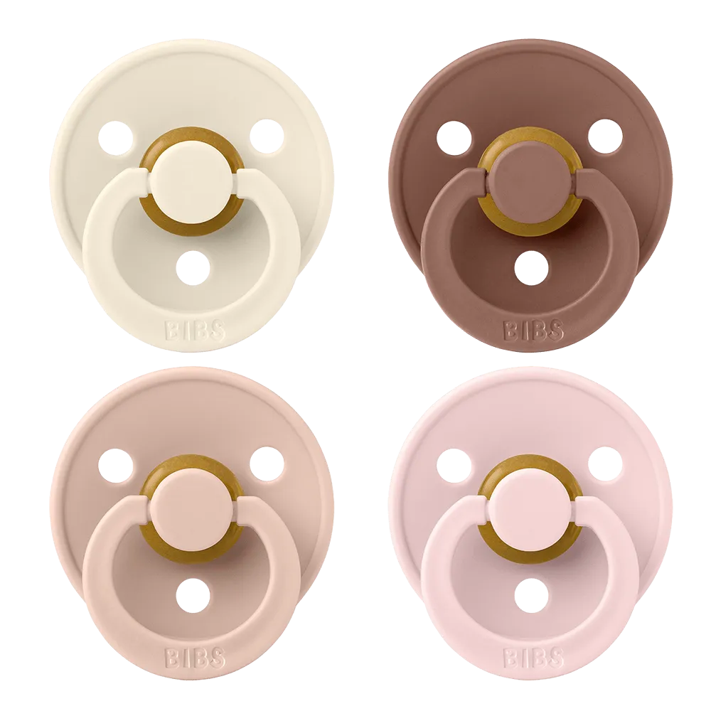 BIBS Round Pacifier Colour Latex - Size 1 (4 Pack)