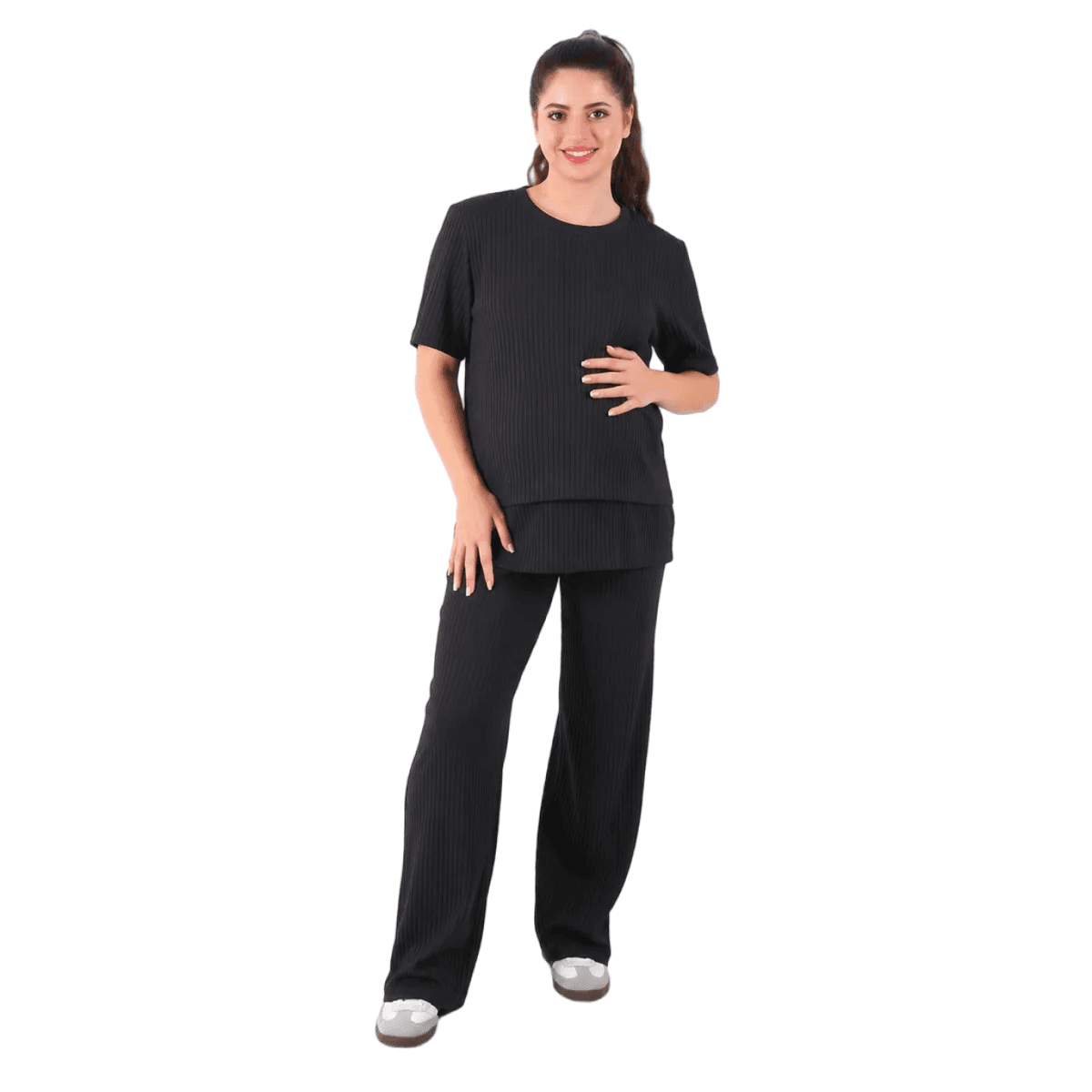 Become a Mom Cherry Stripe Suit (Dark Charcoal)