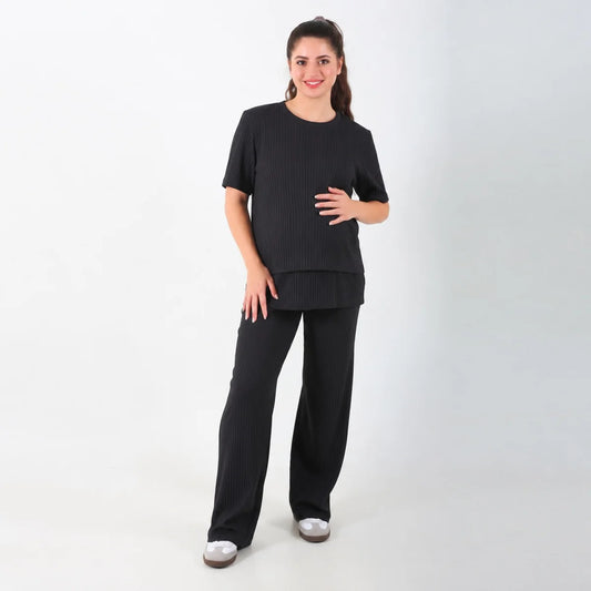 Become a Mom Cherry Stripe Suit (Dark Charcoal, XL)